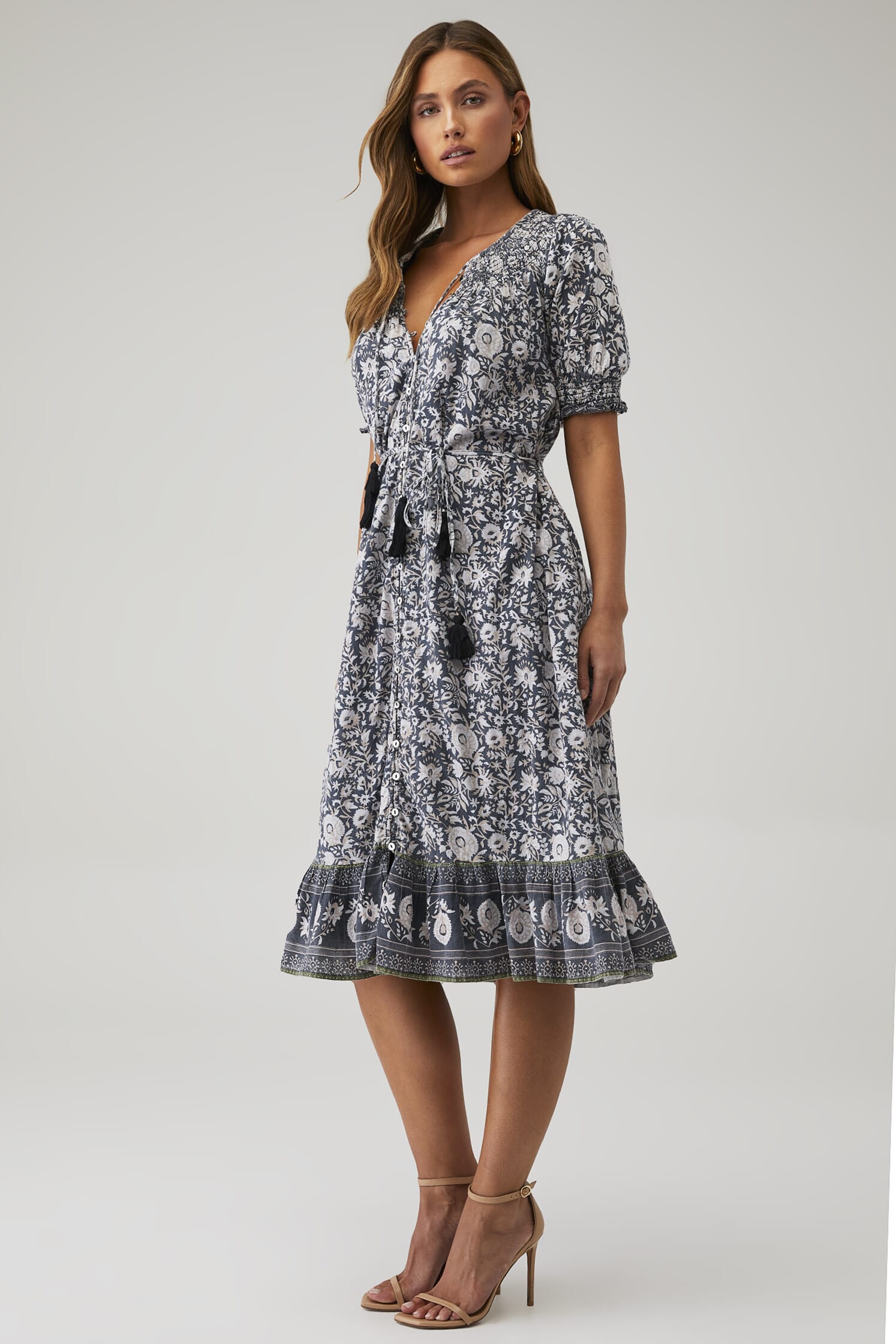 Cleobella | Shiva Midi Dress in Tripura Block Print| FashionPass