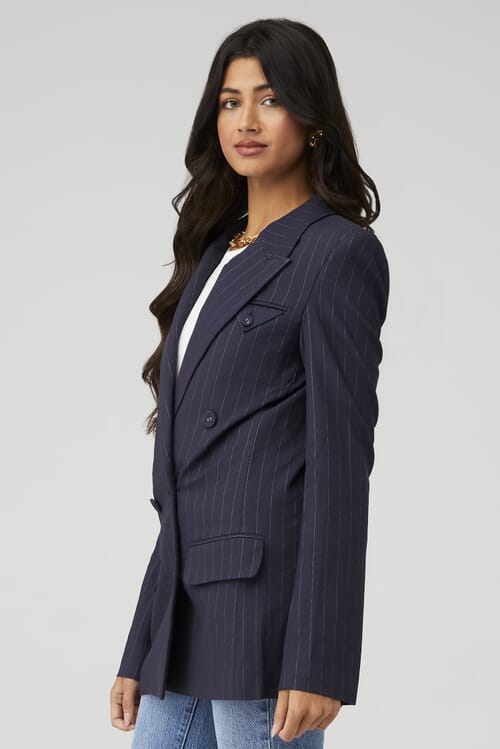 Bardot | Sloane Pinstripe Blazer in Navy Pinstripe| FashionPass