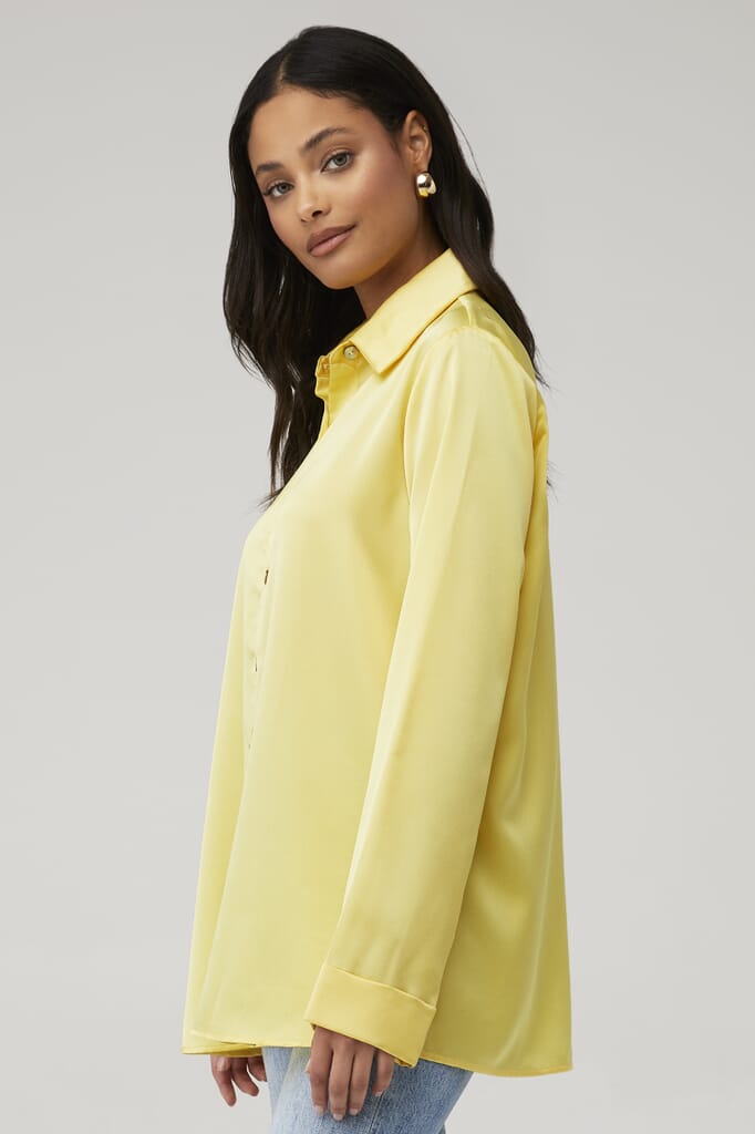 Show Me Your Mumu | Smith Button Down in Butter Yellow Luxe Satin ...