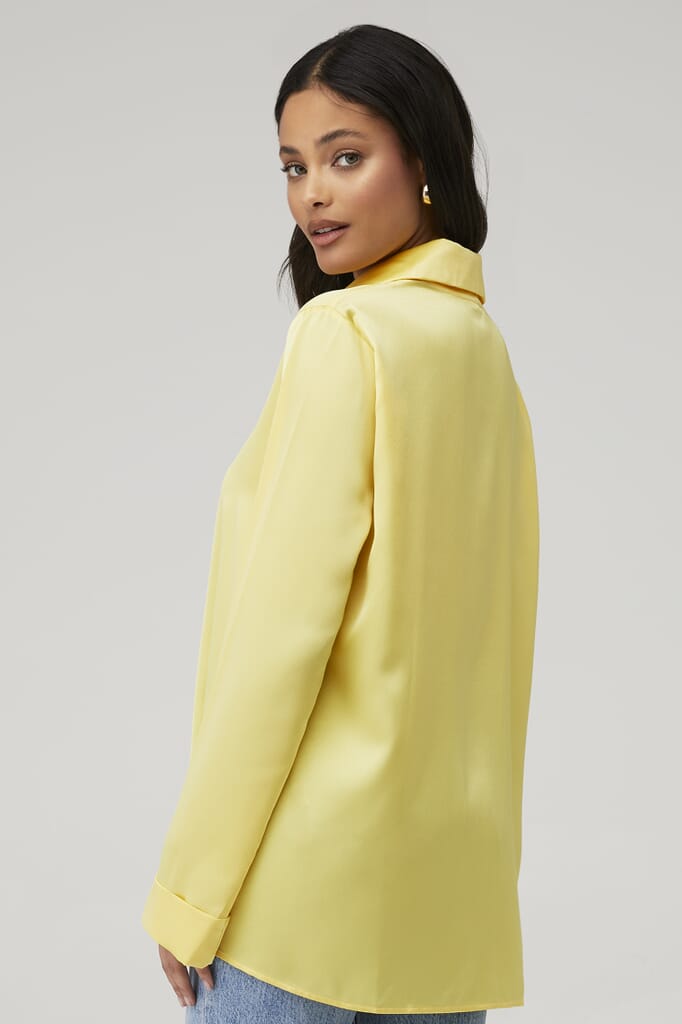 Show Me Your Mumu | Smith Button Down in Butter Yellow Luxe Satin| FashionPass