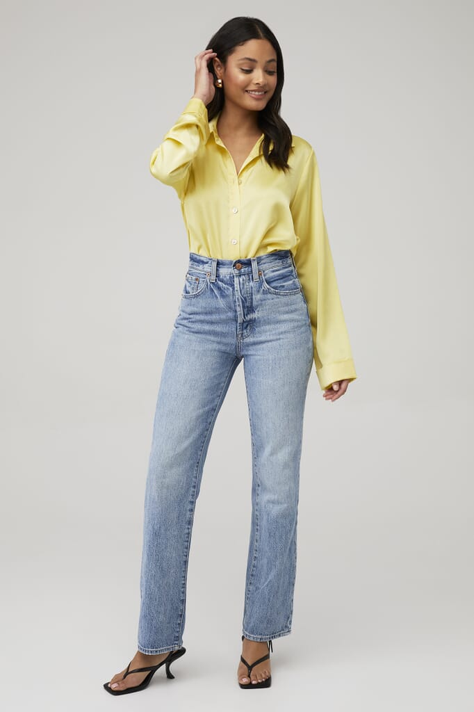 Show Me Your Mumu | Smith Button Down in Butter Yellow Luxe Satin| FashionPass