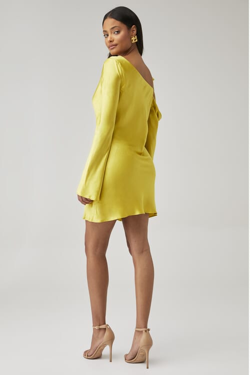 Shona Joy | Sofia Asymmetrical Mini Dress in Lime| FashionPass