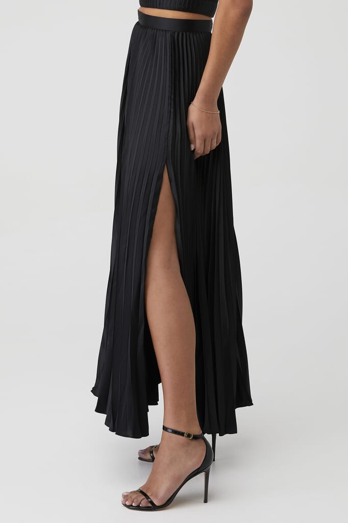 AMUR | Sofie Pleated Skirt in Black| FashionPass