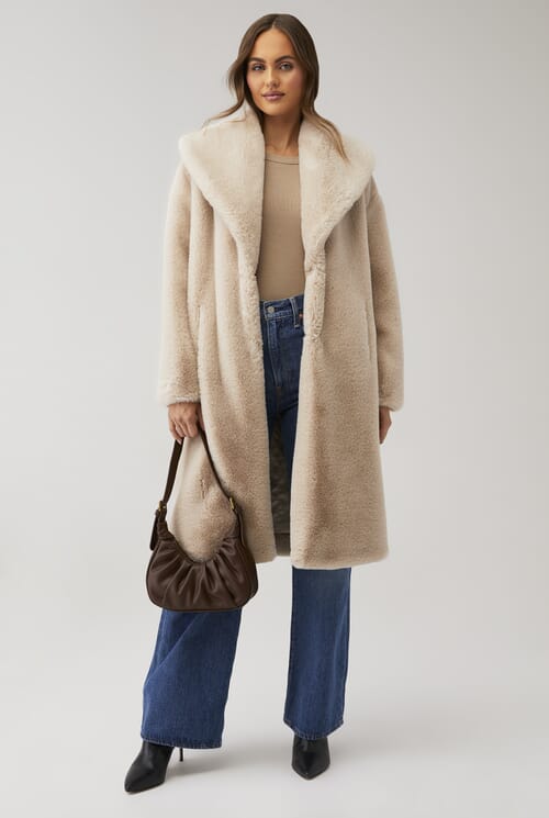 Être Aimé | X Unreal Fur Fi Element Coat in Camel| FashionPass