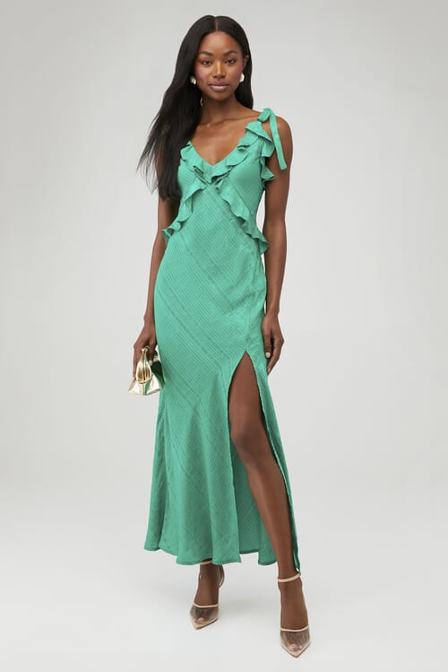 For Love & Lemons | Casey Maxi Dress in Green| FashionPass