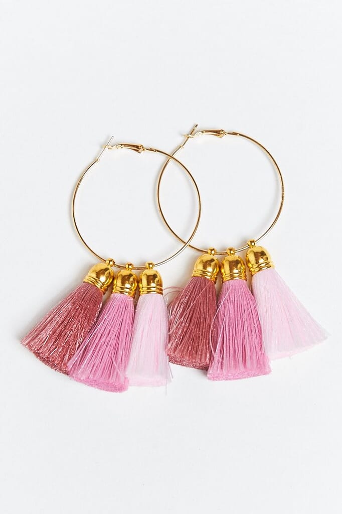 Show Me Your Mumu Souci Tassel Earrings in Gold/Mauve