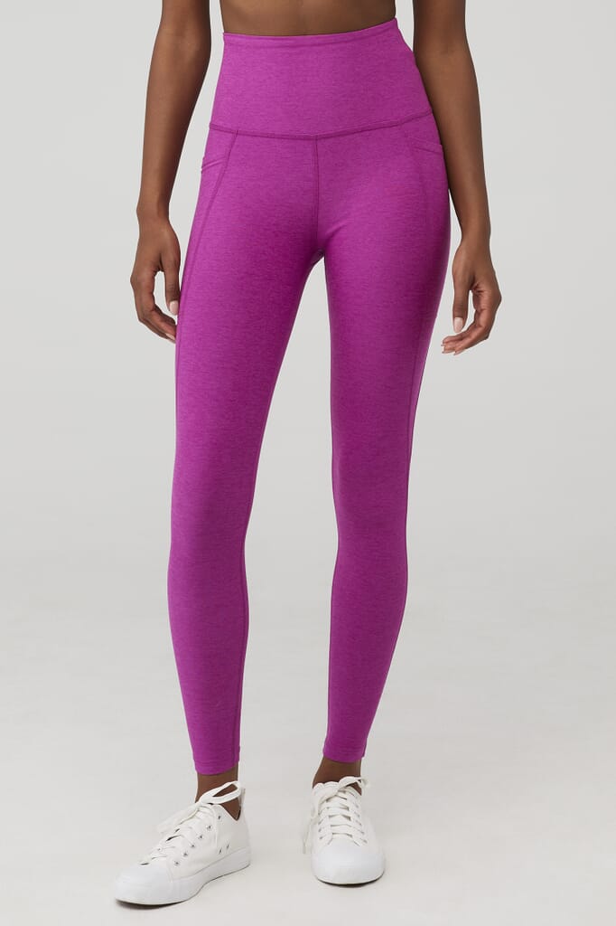 Beyond Yoga SPACEDYE OUT OF POCKET HIGH WAISTED MIDI LEGGING in pink