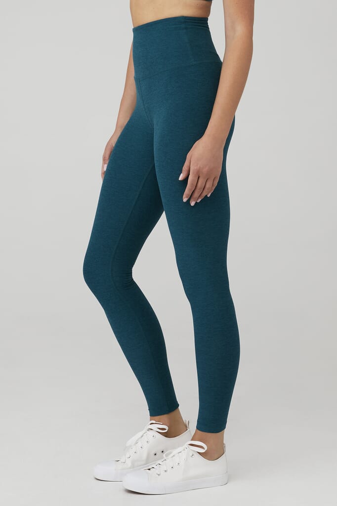 Beyond Yoga Spacedye Caught In The Midi High Waisted Legging in Lunar Teal  Heather