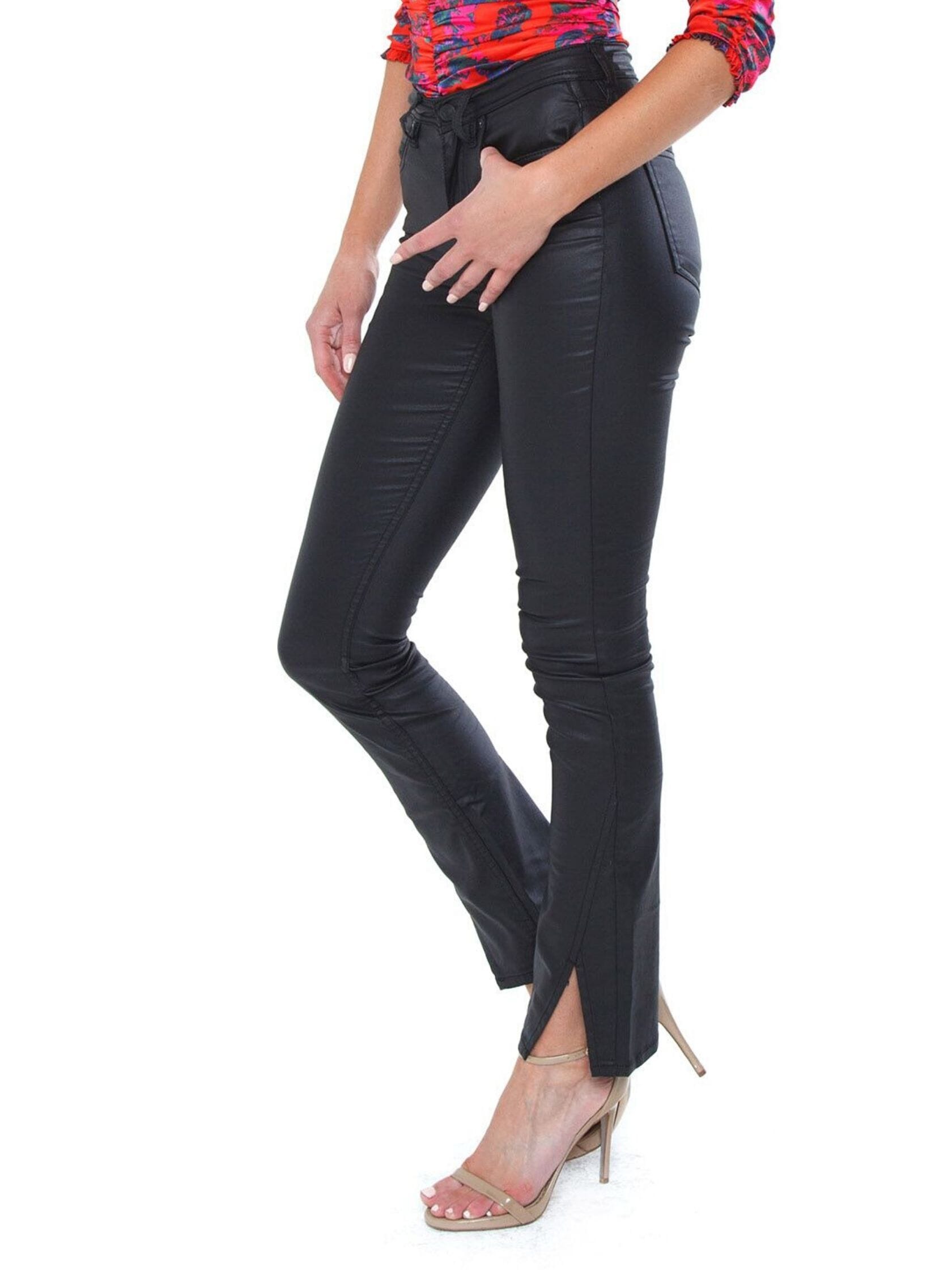 Free People Spellbound Coated Bootcut Jeans in Black
