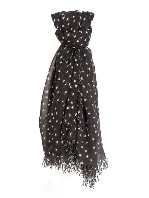 Chan Luu Starry Night Cashmere And Silk Fringe Scarf in Black