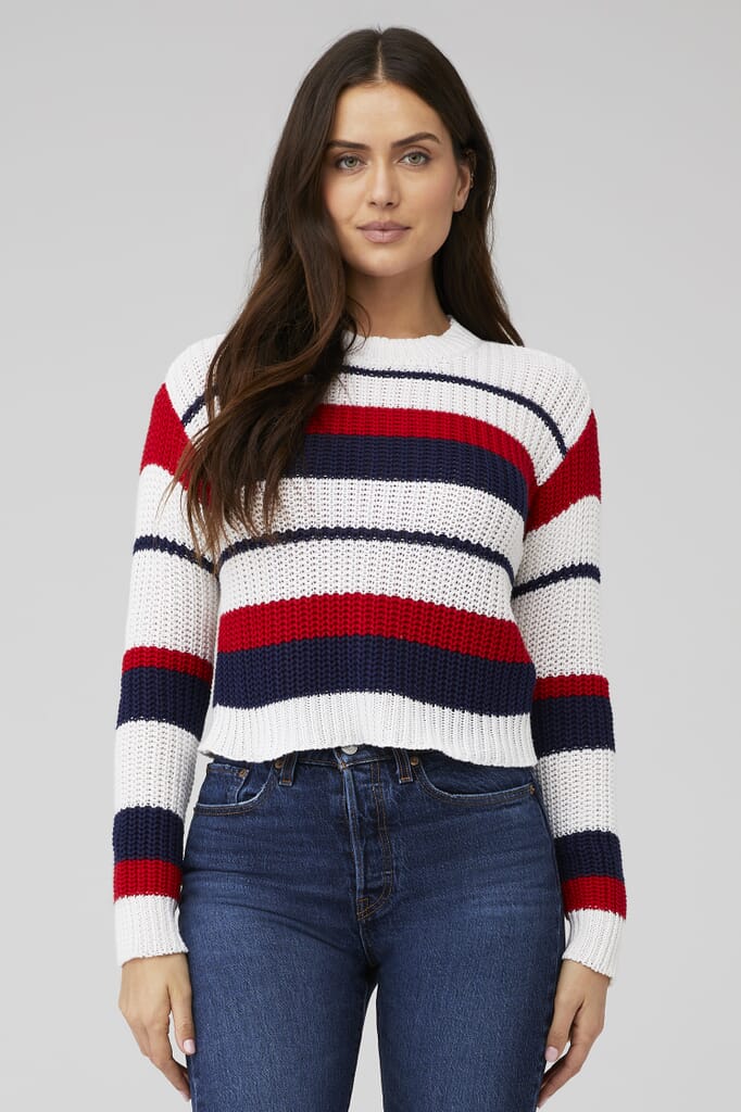MINKPINK | Stripe Knit Sweater in Red/Navy Stripe| FashionPass
