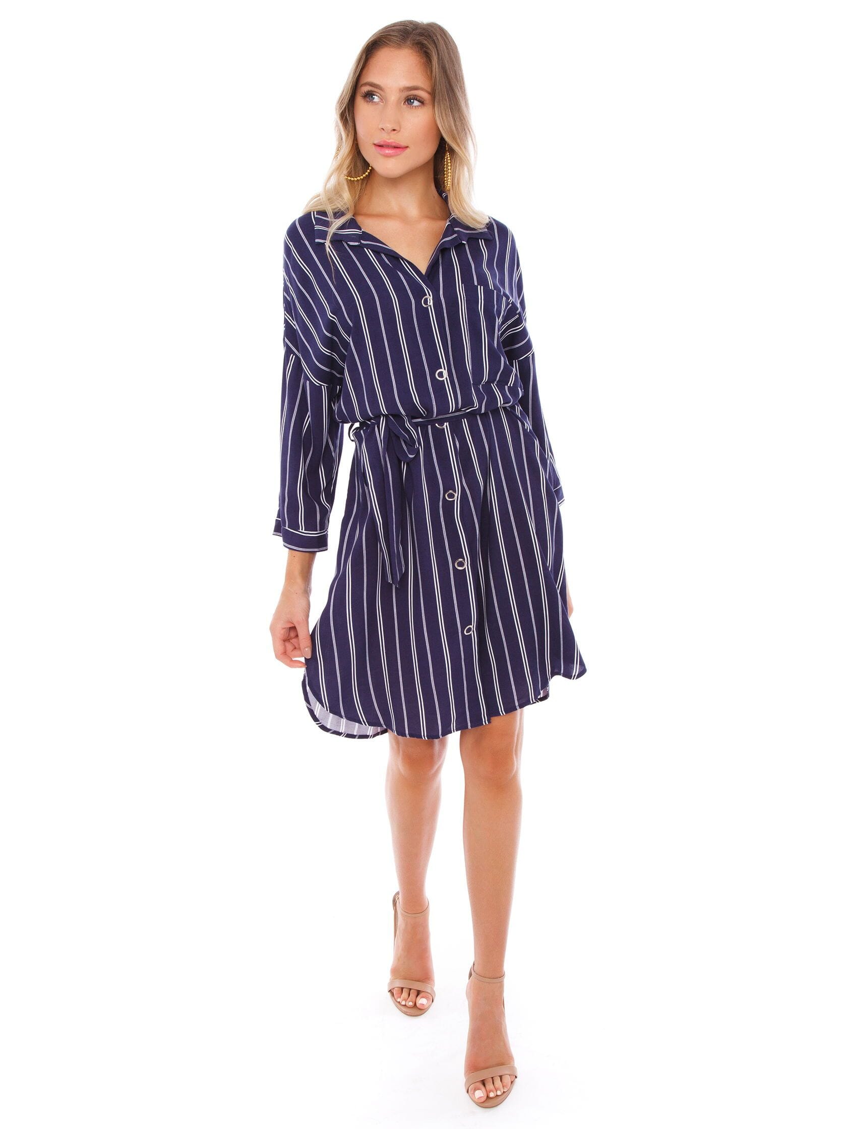 Lush | Striped Shirt Dress | FashionPass