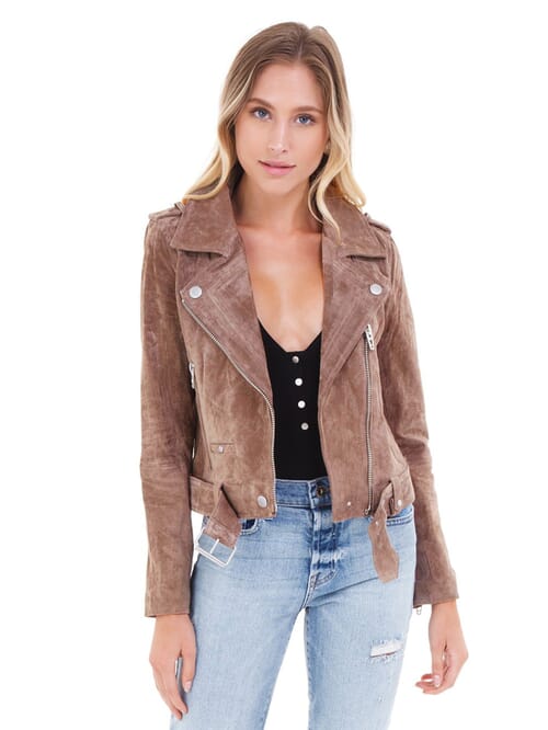 Blank NYC Suede Moto Jacket in Coffee Bean FashionPass