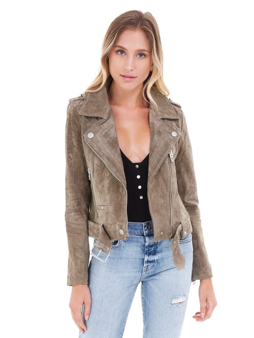 Blank NYC Suede Moto Jacket in Sand Stoner FashionPass