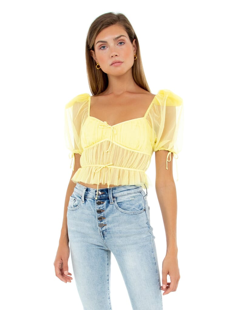 For Love & Lemons | Sunshine Crop Top in Yellow| FashionPass