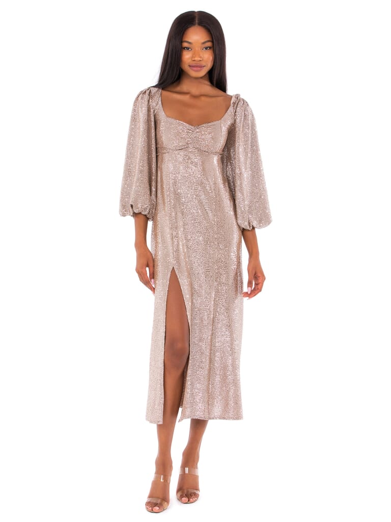 Show Me Your Mumu | Sydney Midi Dress in Silver Confetti | FashionPass