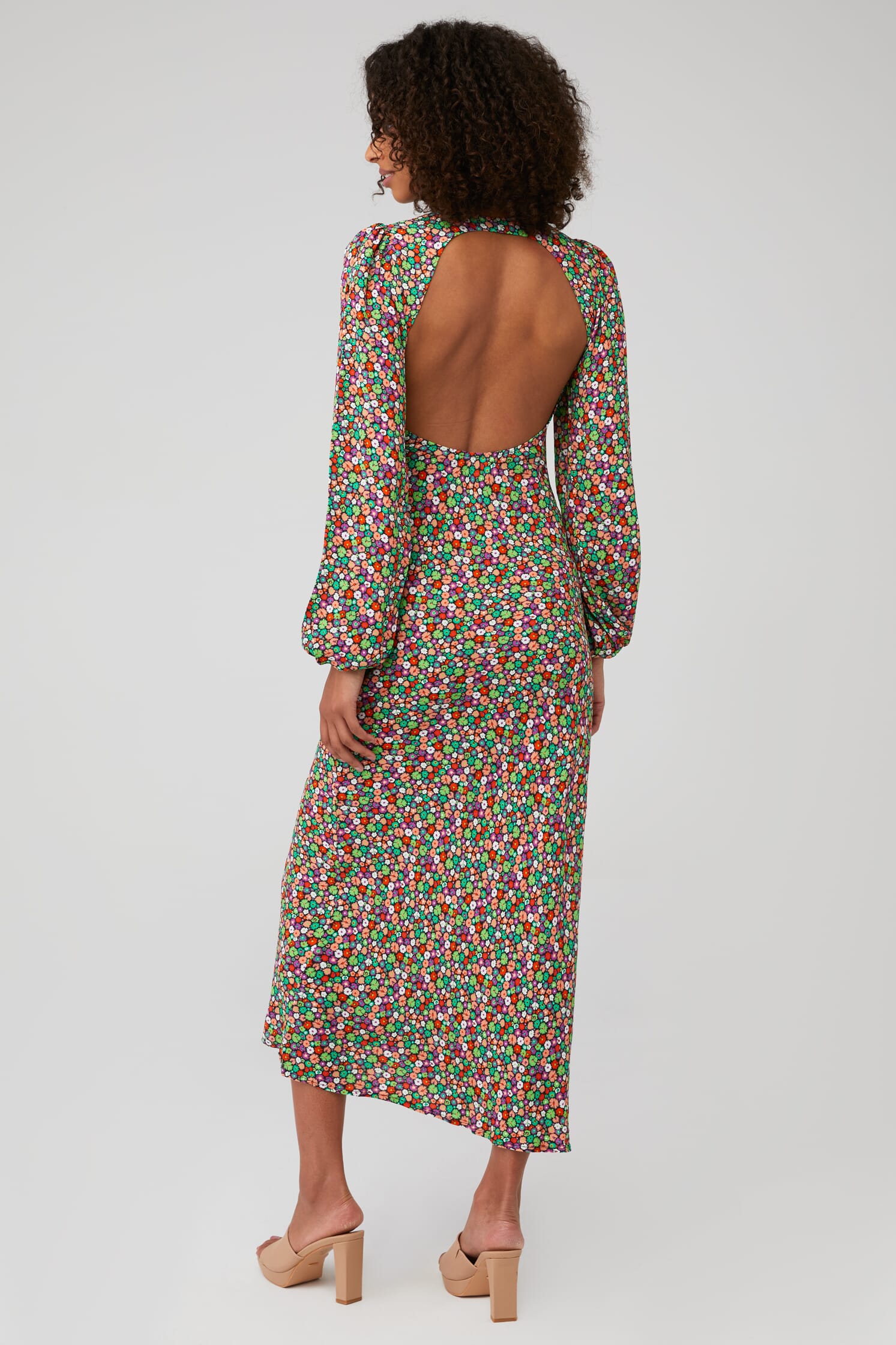 afrm green dress AFRM | SHAILENE POWER MESH TURTLENECK MIDI DRESS main image 1