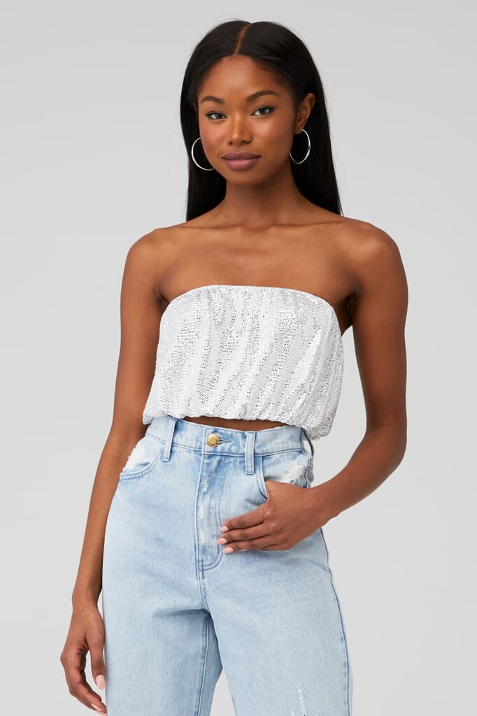 Show me your mumu teeny tube top in white confetti fashionpass
