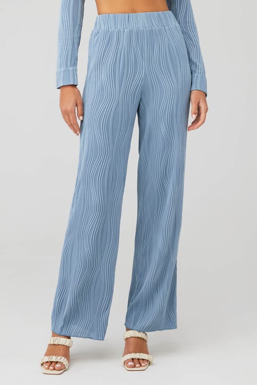 4th & Reckless | Tela Plisse Trouser in Blue| FashionPass