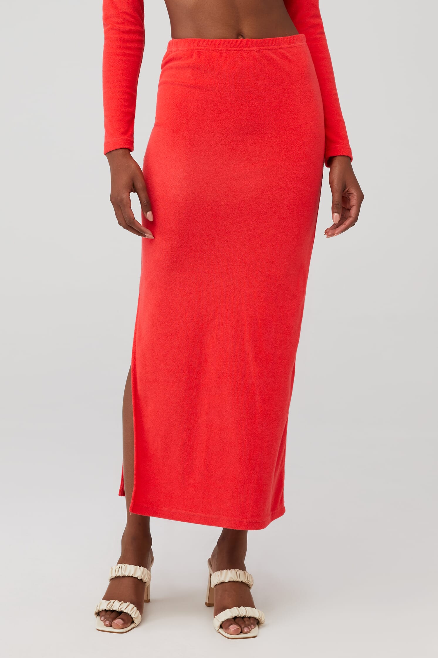 Araminta James Terry Column Skirt in Coral FashionPass