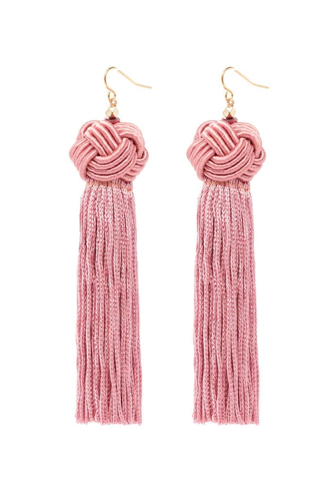 Vanessa Mooney  Astrid Knotted Tassel Earrings in Pink