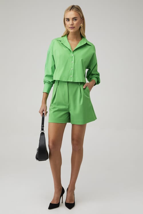 Favorite Daughter | Crop Ex-Boyfriend Shirt in Lime| FashionPass
