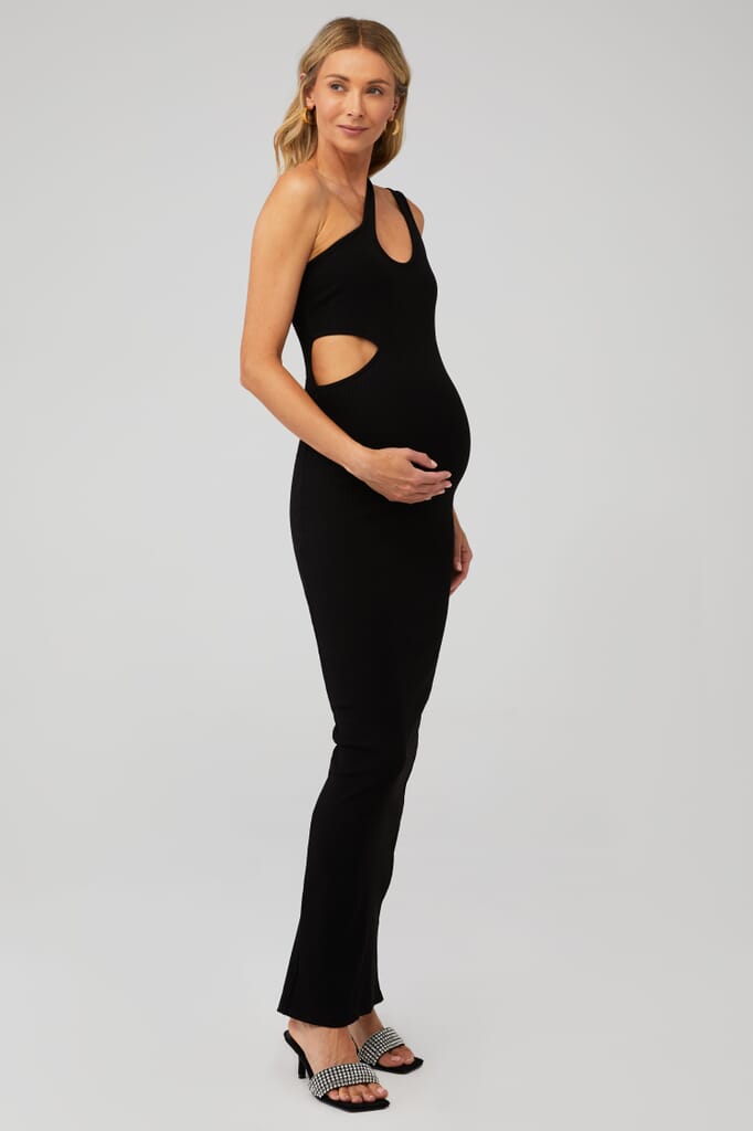 Bumpsuit | Sculpting Rib Maxi Dress in Black| FashionPass