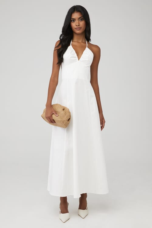 halter wrap top dress Side Shirring Criss Cross Front Wrap Halter Neck Dress Cut Outs – sunifty main image 1