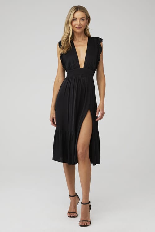 Show Me Your Mumu | Allegra Midi Dress in Black| FashionPass Show Me Your Mumu | Allegra Midi Dress in Black| FashionPass