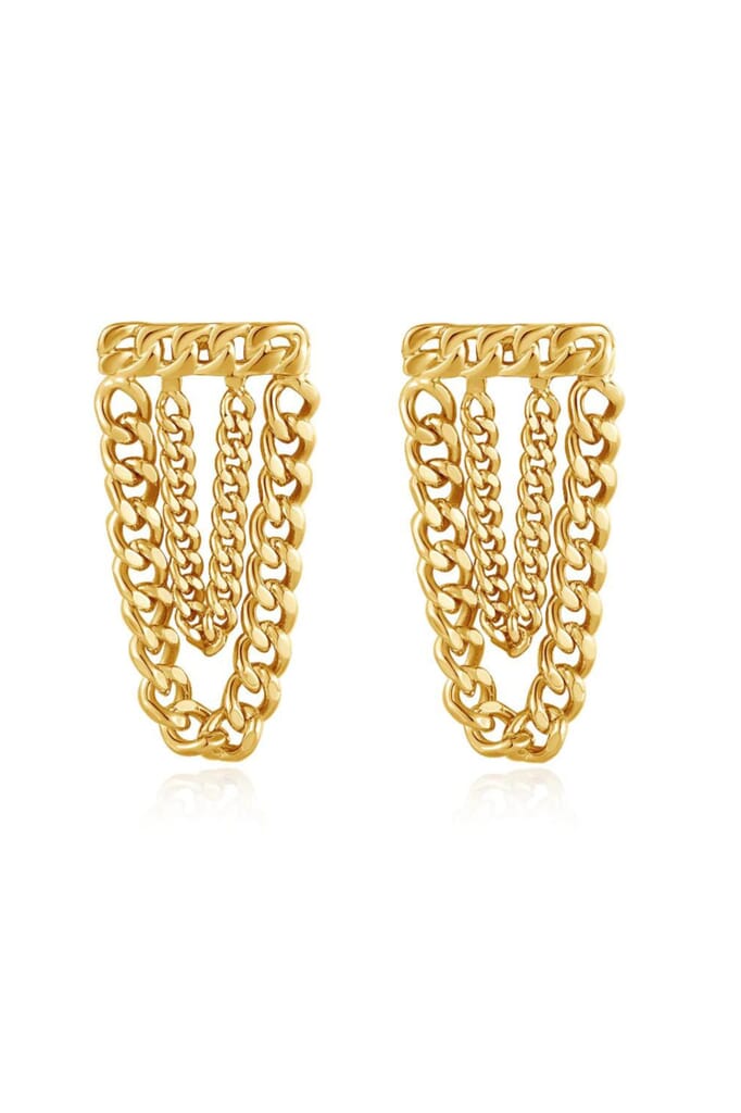Luv Aj Louis Chain Studs In Gold FashionPass studs-disco-white