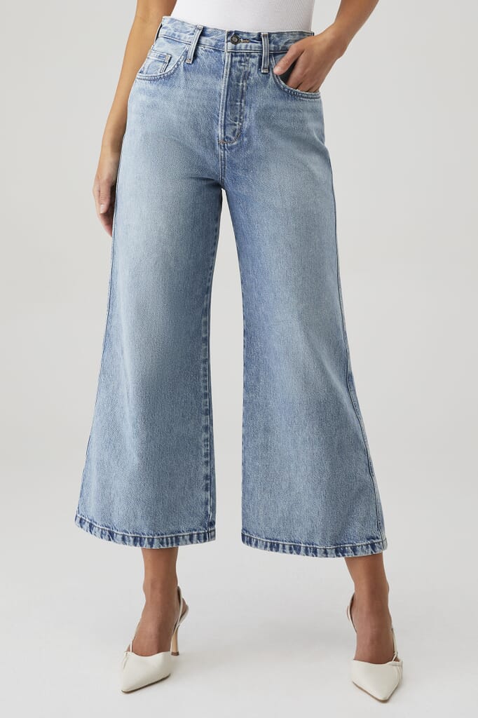 Favorite Daughter | Masha Super High Rise Wide Leg Crop in Dublin| FashionPass