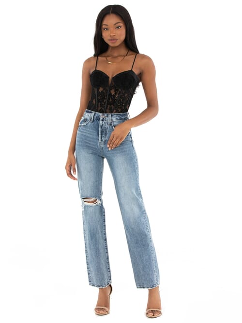 Cami NYC Anne Lace Bodysuit in Black FashionPass