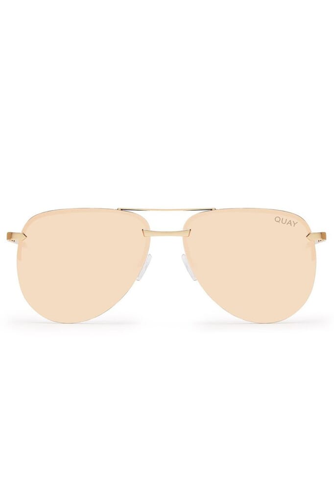 Quay Australia  Playa 64mm Aviator Sunglasses in Gold/Pink Mirror