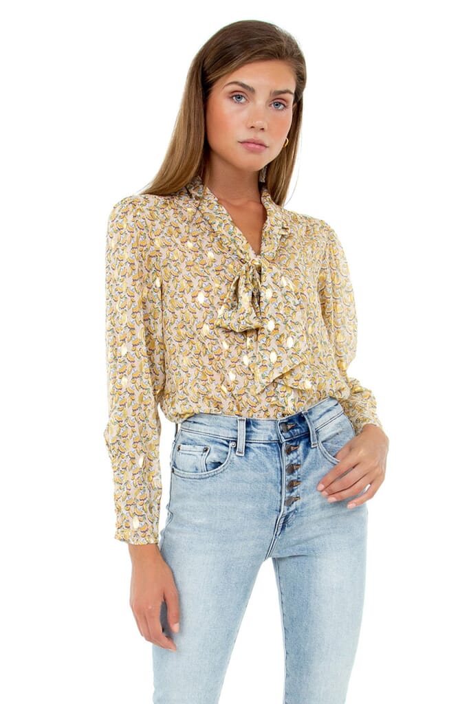 Bishop + Young Tie Neck Blouse in Afterglow