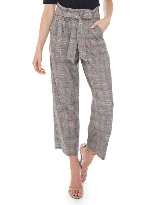 Tie waist plaid on sale pants