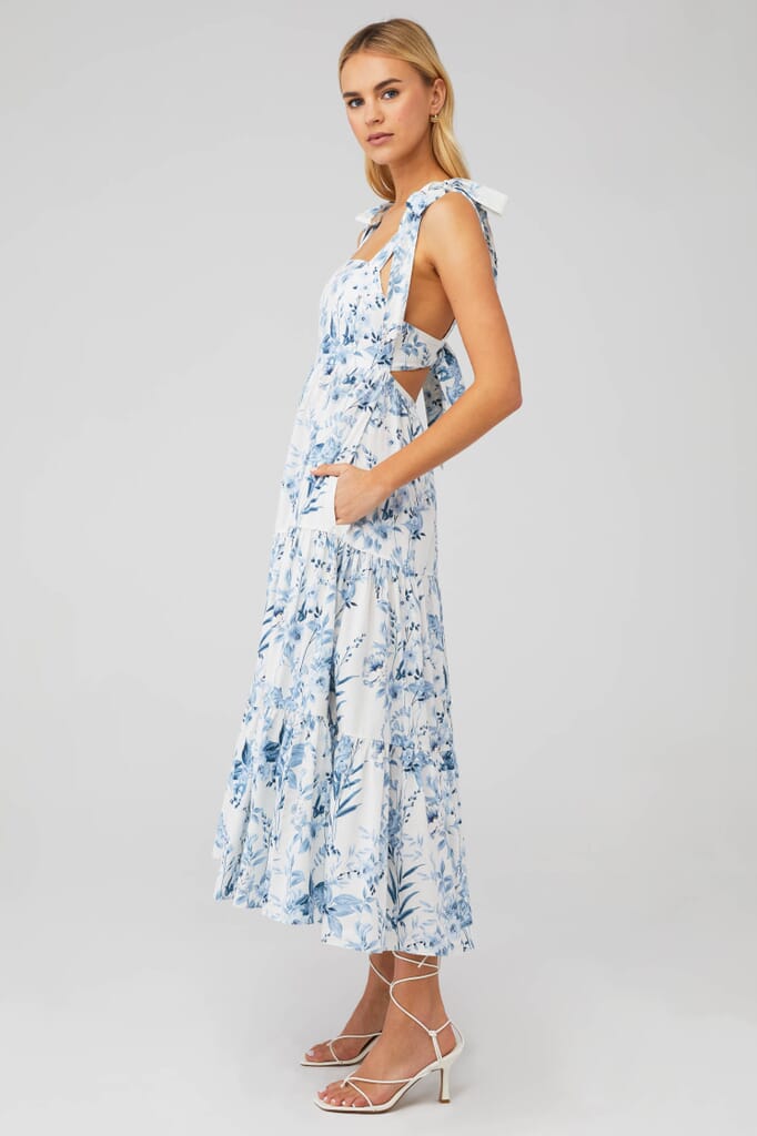 YUMI KIM Tinsley Dress In Lunar Garden Cyan FashionPass