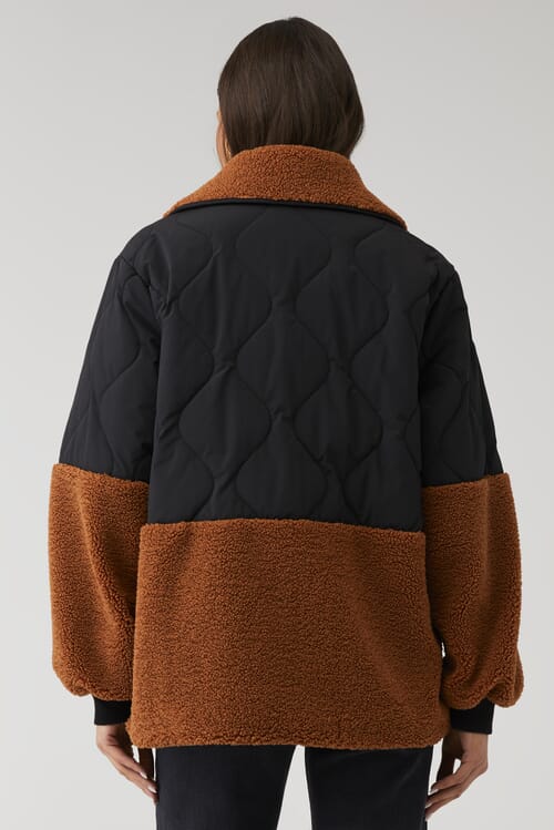 Blank NYC | Toasty Vibes Jacket in Black/Rust Sherpa| FashionPass