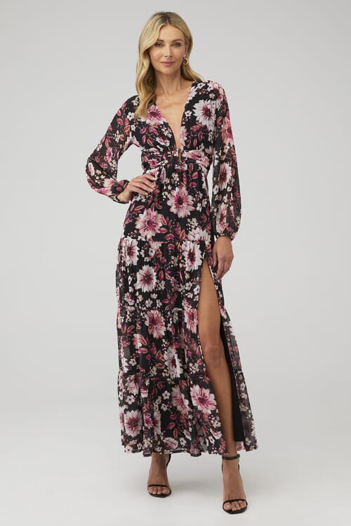 ASTR | Trinity Dress in Black Pink Floral| FashionPass