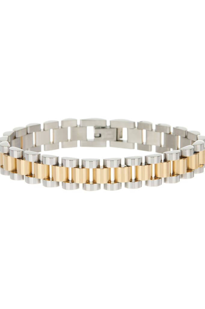 LUV AJ | Two-Toned Timepiece Bracelet in Silver/Gold | FashionPass