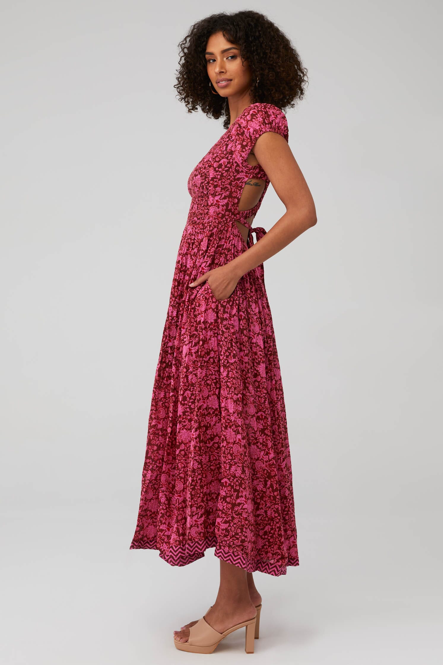 strapless open back dress Free People Red Floral Mini Dress with Lace Trim, Open Back and Balloo –  The Thrifty Hippy