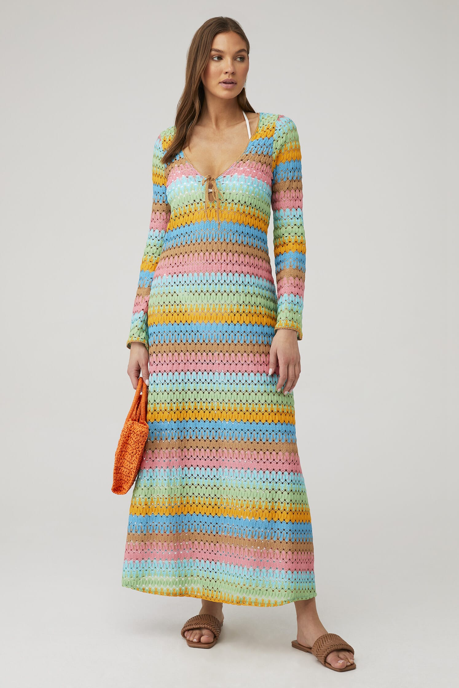 Show Me Your Mumu Vacay Coverup in Multi Stripe Crochet FashionPass