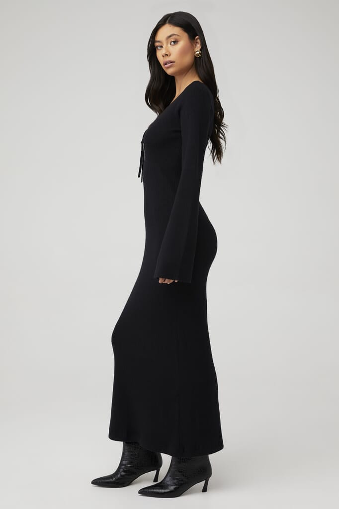 Show Me Your Mumu | Vacay Maxi Dress in Black Rib Knit| FashionPass