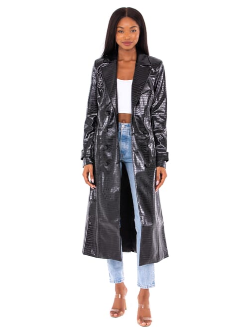 shiny trench coat womens