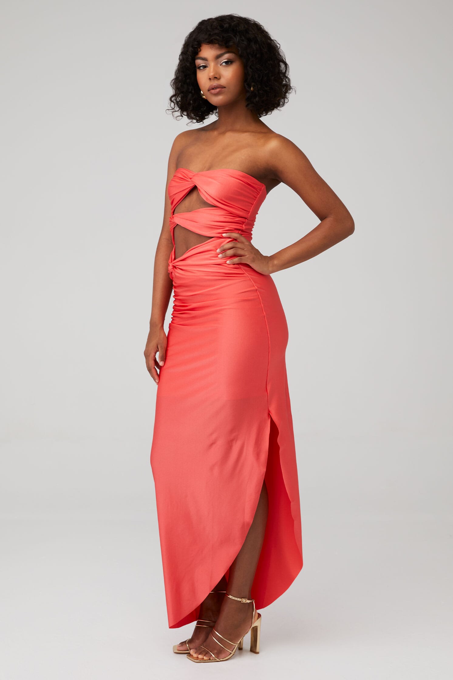 open lace back dress Dark Coral Crochet Maxi Dress