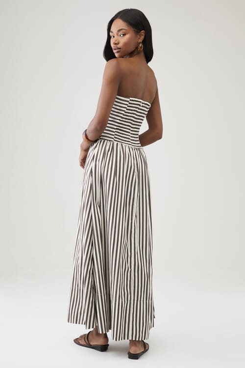 FAITHFULL | Vera Maxi Dress in Norway Stripe Espresso| FashionPass