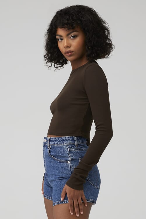 COTTON CITIZEN Verona Crop Shirt in Espresso FashionPass