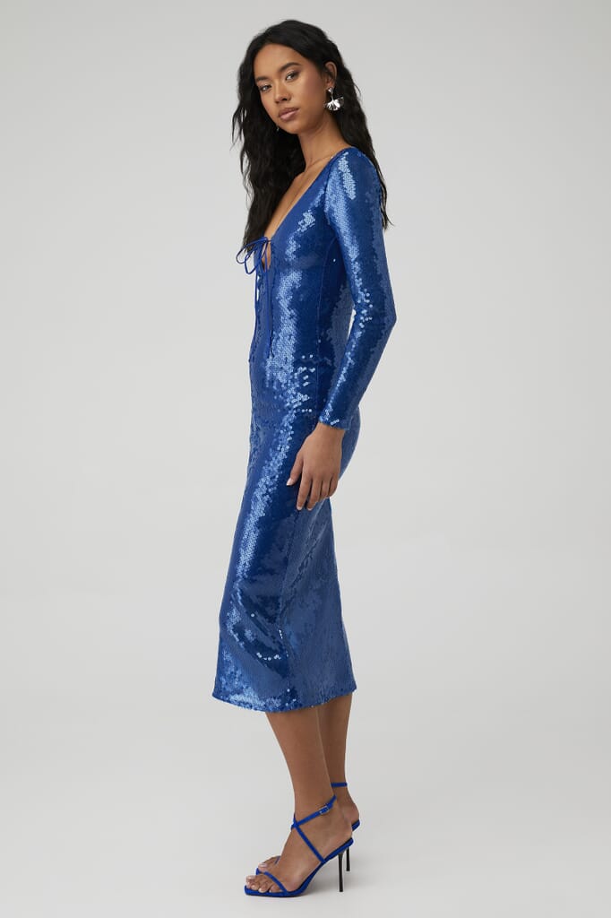 Bardot | Verona Sequin Maxi Dress in Cobalt| FashionPass