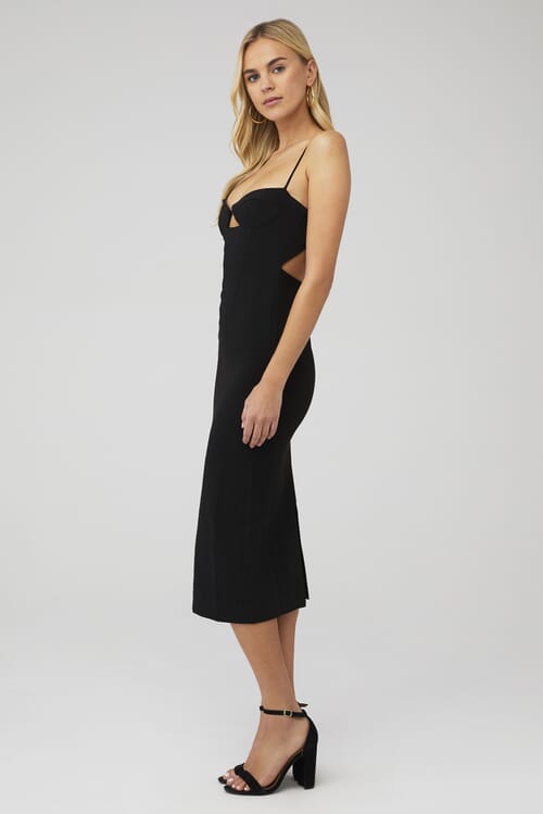 Bardot | Vienna Midi Dress in Black| FashionPass