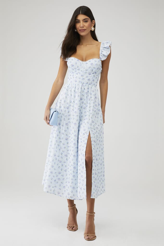 MINKPINK | Lana Midi Dress in Gold/White| FashionPass