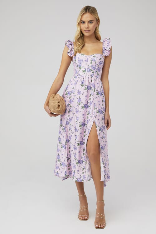 ASTR Lace A Line Midi Dress in Periwinkle FashionPass